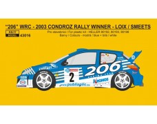 Decal – Peugeot 206 WRC „206“ –  F.Loix ( B.Thiry ) 2003 1/43